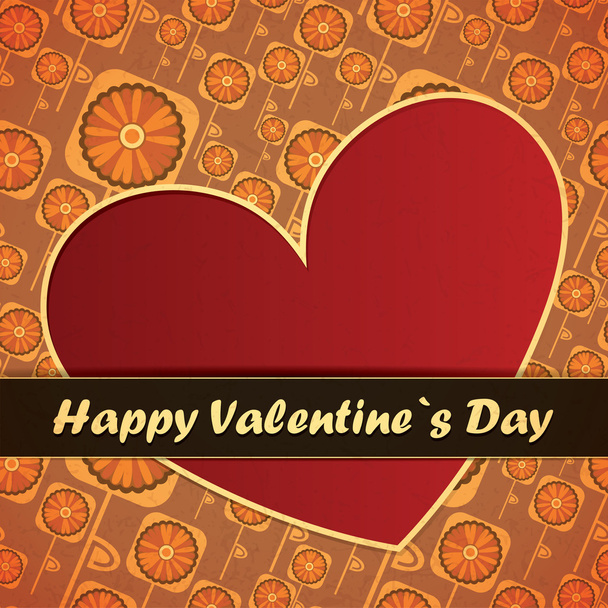 Valentines Day card with flowers and leafs background - Vettoriali, immagini