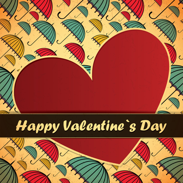 Valentines Day card with umbrella background - Vecteur, image