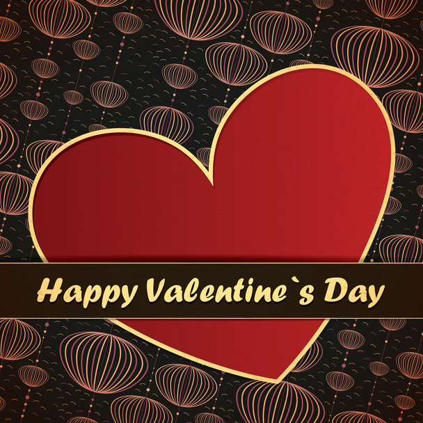 Valentines Day card with red background - Vector, imagen
