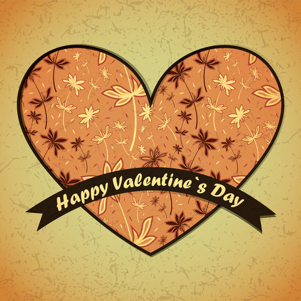 Valentines Day card with flowers and leafs background - Vektor, kép