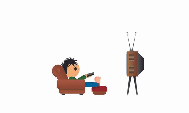 La persona que mira la televisión
 - Vector, Imagen