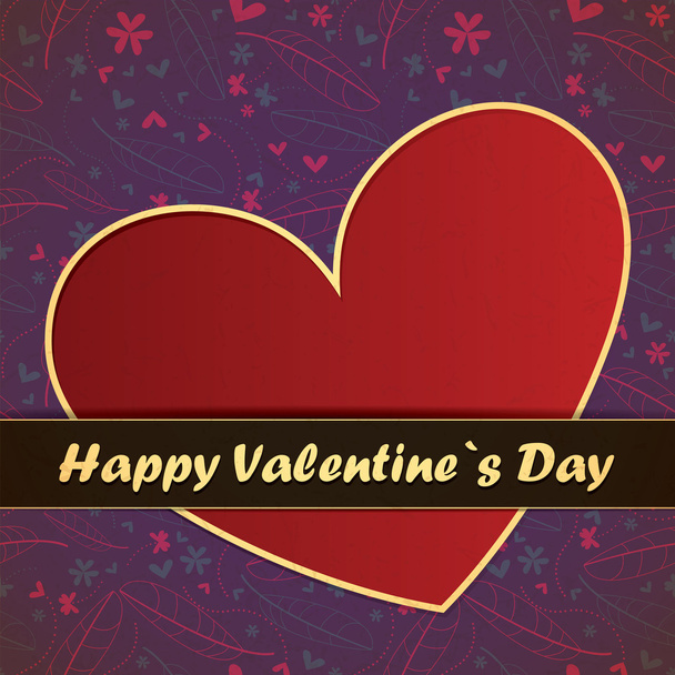 Valentines Day card with flowers and leafs background - Vector, Imagen