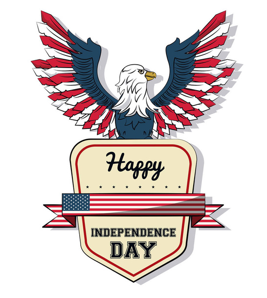 USA independence day card with eagle - Vector, Image