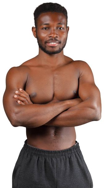 muscular african man isolated on white background - Φωτογραφία, εικόνα