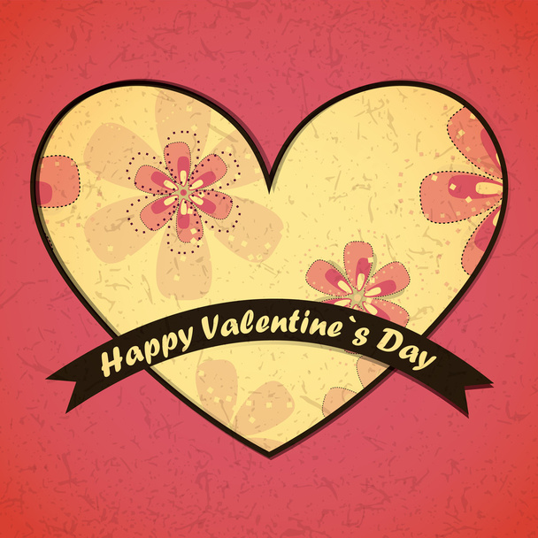 Valentines Day card with red background - Vector, afbeelding