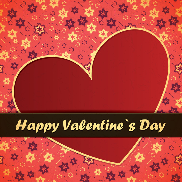 Valentines Day card with red background - Vector, Image