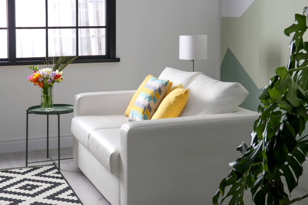 Living room interior with comfortable sofa - Foto, Imagen