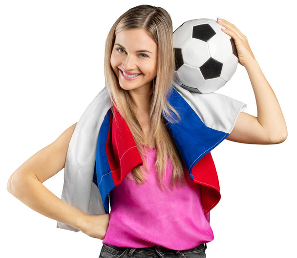 russian soccer fan isolated on white background - Valokuva, kuva