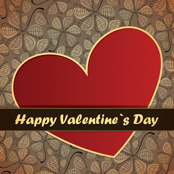 Valentines Day card with flowers and leafs background - Vettoriali, immagini