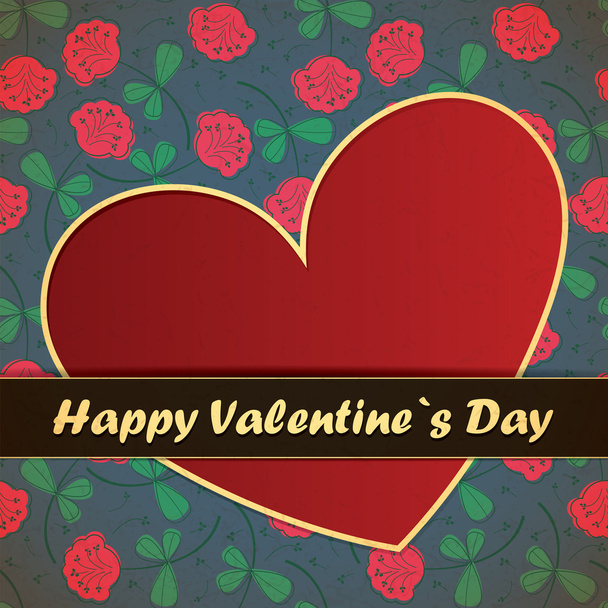 Valentines Day card with flowers and leafs background - Vector, imagen