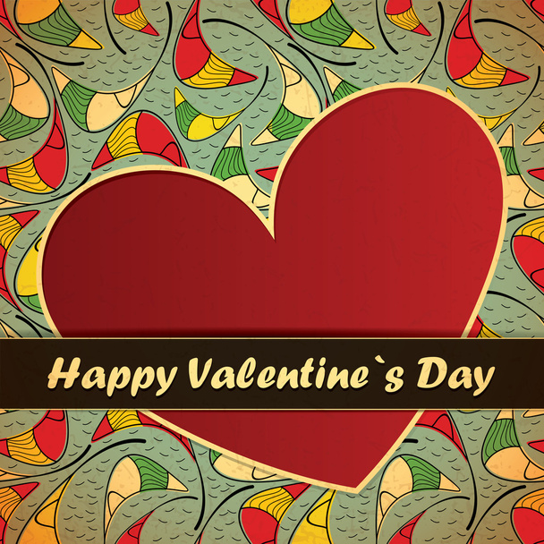 Valentines Day card with flowers and leafs background - Вектор, зображення