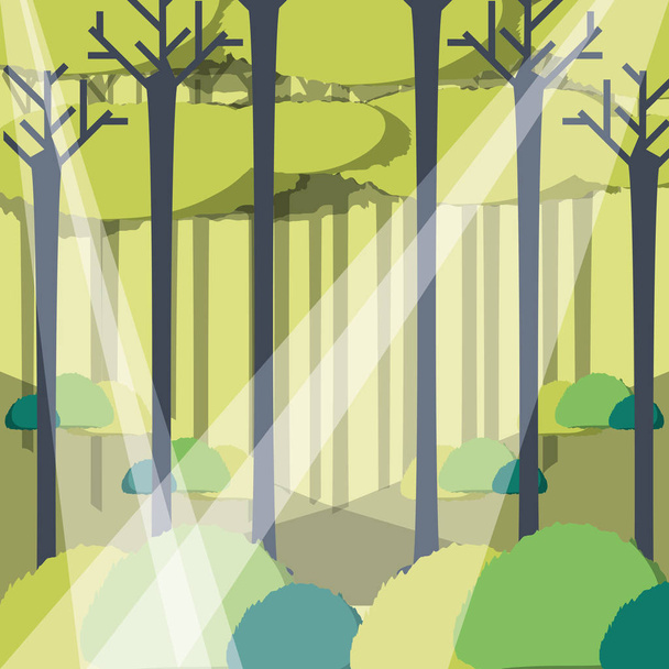 rayons de soleil entrant dans un paysage forestier verdoyant
 - Vecteur, image