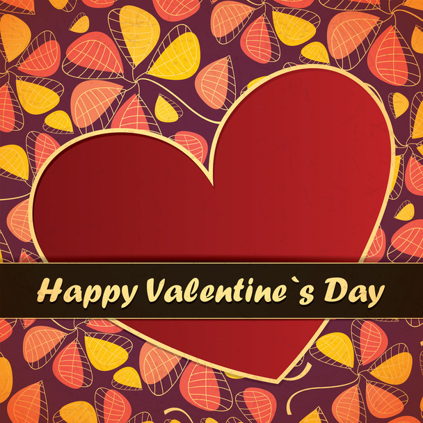 Valentines Day card with flowers and leafs background - Vektor, kép