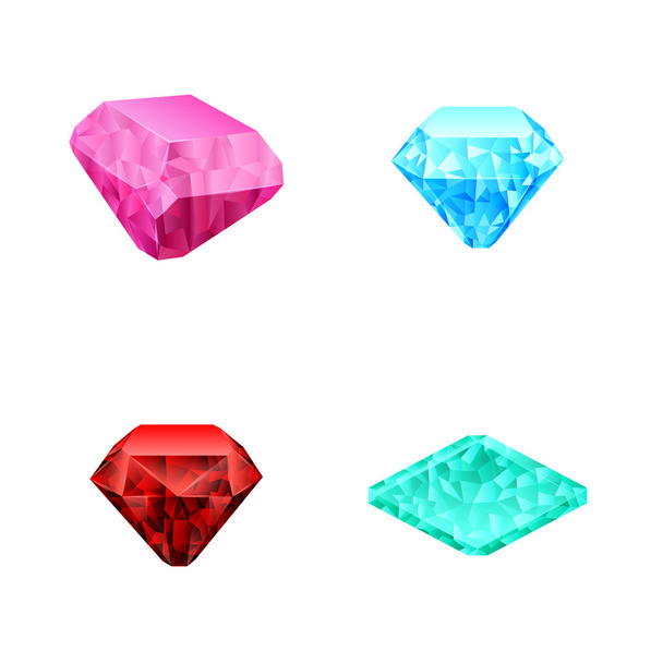 set of different color diamonds - Vector, Image
