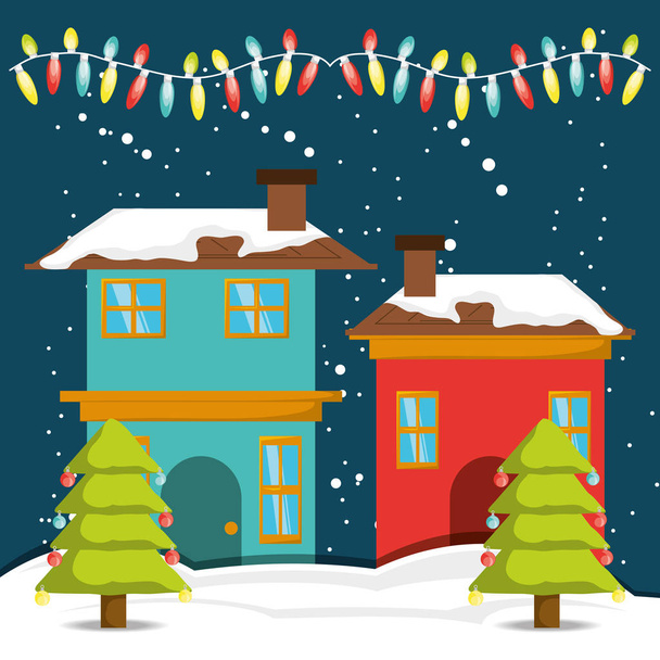 Χριστουγεννιάτικη διακόσμηση σπιτιού - Διάνυσμα, εικόνα
