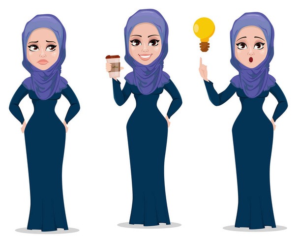 Árabe mujer de negocios personaje de dibujos animados
 - Vector, Imagen