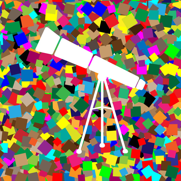 Telescope simple sign. Vector. White icon on colorful background - Vector, Image