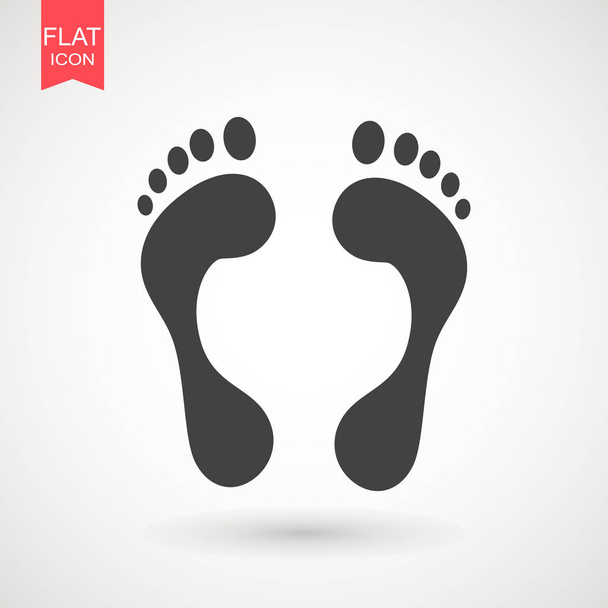Foot print icon. Bare foot print Black on white feet icon vector , stock vector illustration flat design style - Vector, Image
