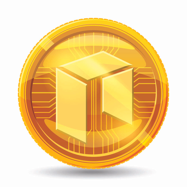 Neo-symbool is een gouden kleur. Crypto valuta blockchain geïsoleerd op een witte achtergrond. Vectorillustratie. - Vector, afbeelding