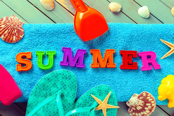 summer background made of seashells and Maritime objects - Foto, Bild