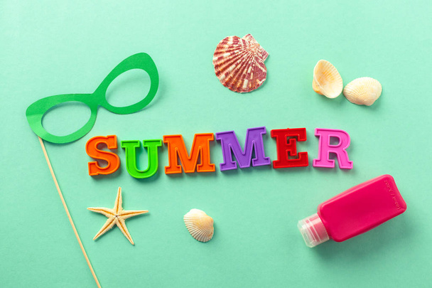 Summer background with colourful objects - Фото, изображение