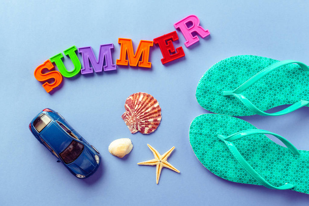 Summer background with colourful objects - Foto, imagen