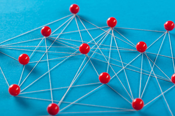 Network with pins concept, close up - Photo, Image