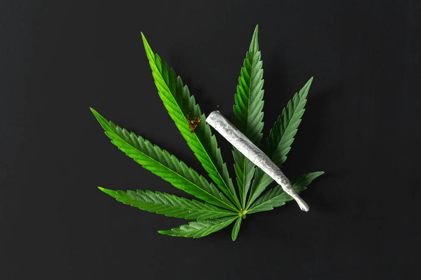 Close up of medical Marijuana on black background - Foto, Imagem