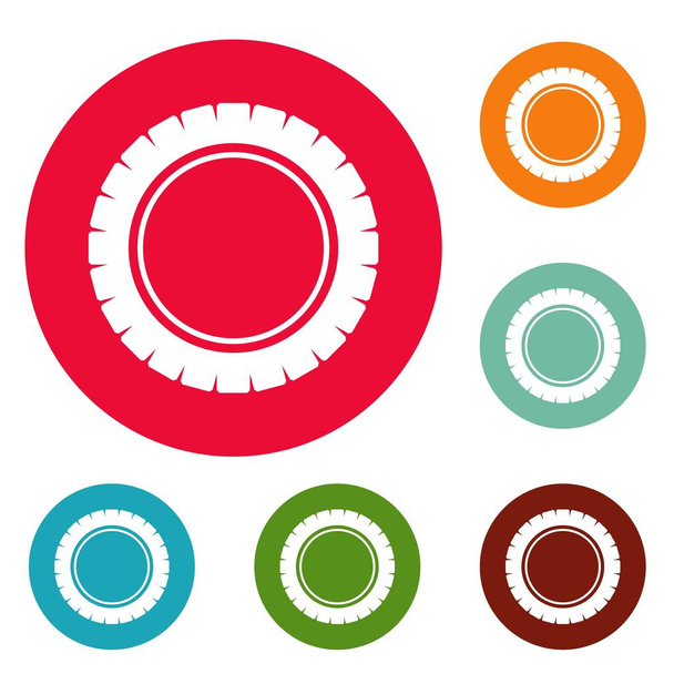 Single tire icons circle set vector - Wektor, obraz