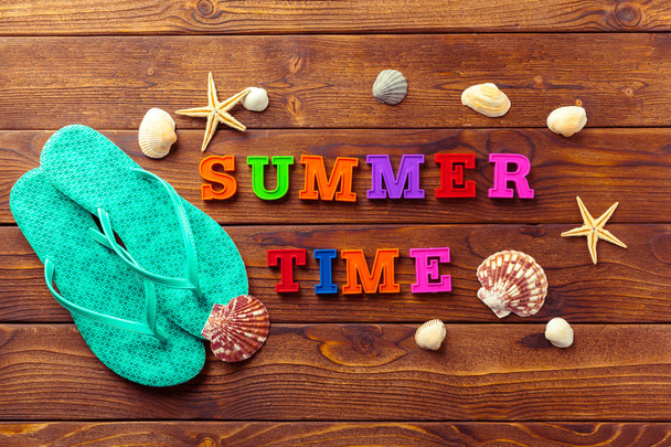 summer background made of seashells and Maritime objects - Foto, imagen