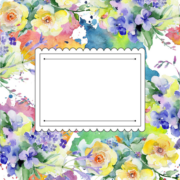 Bouquet flower frame in a watercolor style. - Photo, Image