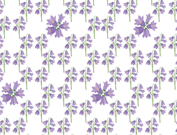 Seamless pattern background with lilac bluebells - Vektor, obrázek