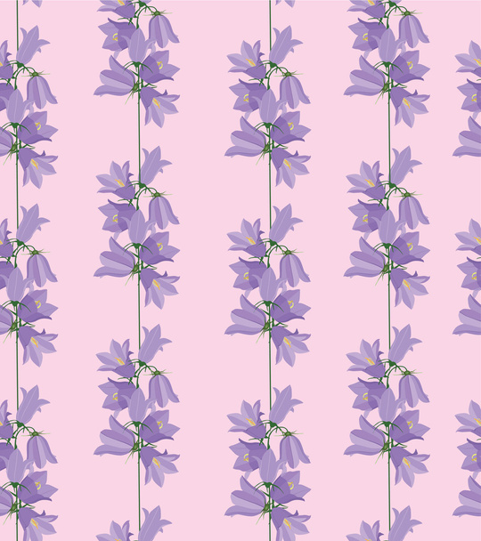 Seamless pattern background with lilac and pink bluebells - Vektor, obrázek