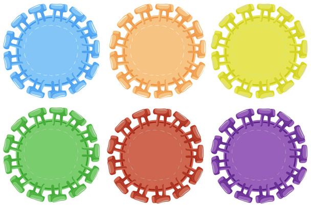 Round badges in six colors - Vektör, Görsel