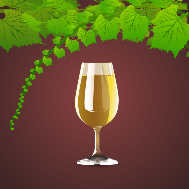 Vector background with wine and leaves of grapes. - Vector, Image