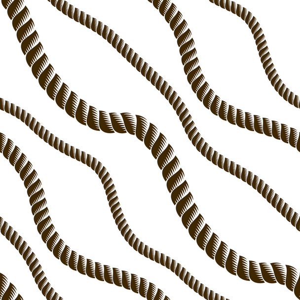 Seamless pattern with rope on white background - Vector, imagen