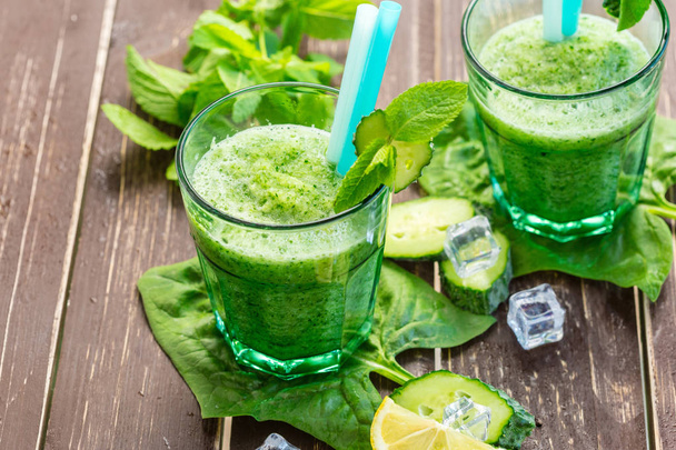Green vegetable smoothie, healthy diet  - Photo, image