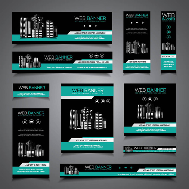 Set for corporate banner, cover, flyer or business card, abstract template with buildings  - Вектор, зображення