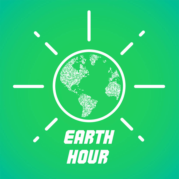 Иллюстрация часа Земли. 25 марта. Наша планета спит. Плоский дебют
 - Вектор,изображение