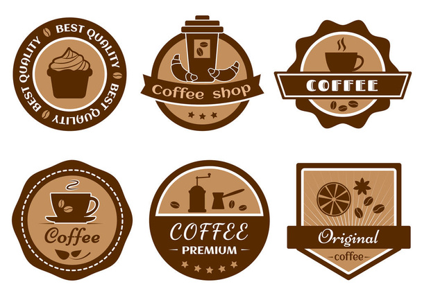 Coffee label set, cafe logo, vector illustration - Vektör, Görsel