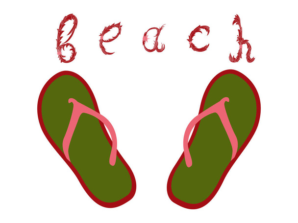 Vector Summer Time Illustrazione tipografica delle vacanze su sfondo vintage. Piante tropicali, fiori, spiaggia
 - Vettoriali, immagini
