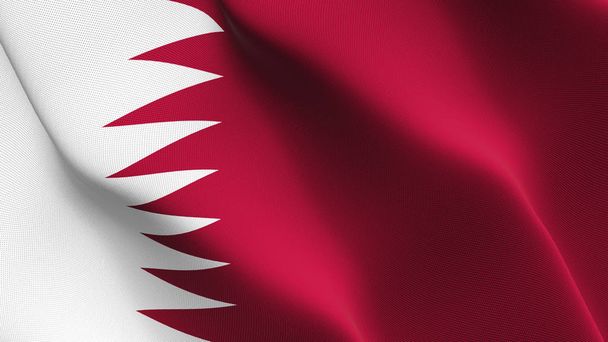 Bandera de Qatar ondeando bucle. Bandera realista qatarí con textura de tela soplando en el viento
. - Foto, imagen