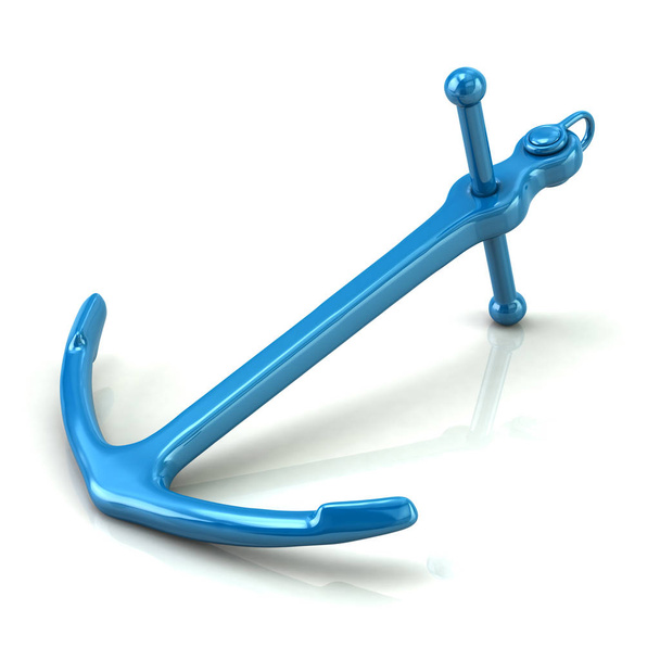 Blue anchor 3d illustration - Foto, Bild