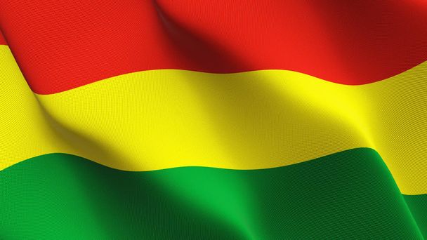Flaga Boliwii macha pętli. Boliwijski realistyczne flaga z tekstura tkanina wieje wiatr. - Zdjęcie, obraz