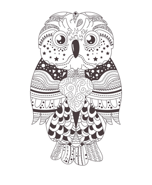 Owl. Silhouette. Black - Vektör, Görsel