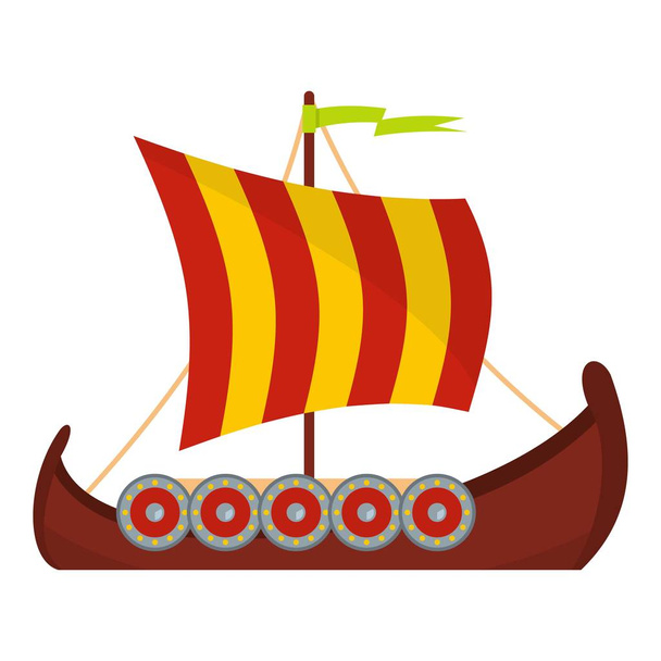 Scandinavian ship icon, flat style - Vector, Image