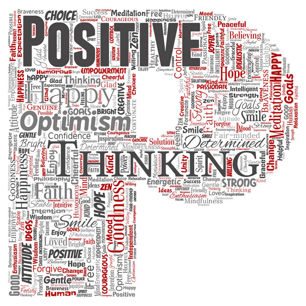 Θετική σκέψη, ευτυχισμένος, ισχυρό, στάση γραμματοσειρά γράμμα P. - Διάνυσμα, εικόνα