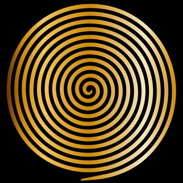 ゴールド抽象的な渦催眠スパイラル丸. - ベクター画像