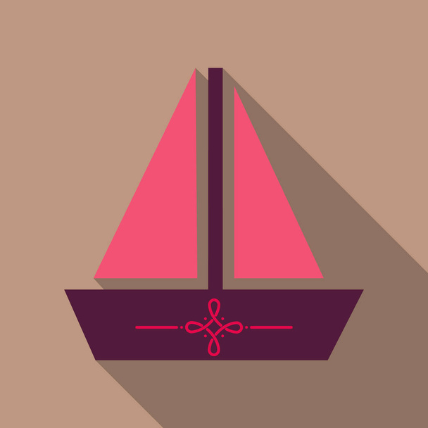 Летний дизайн путешествия - парусная лодка
 - Вектор,изображение
