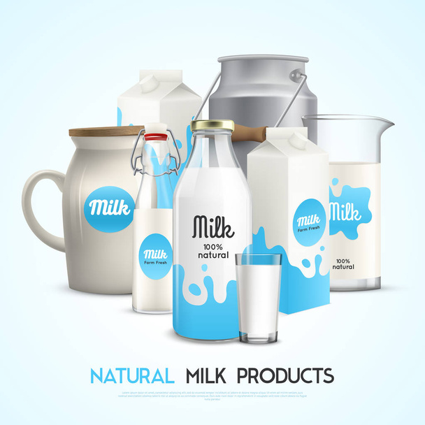 Φυσικό γάλα προϊόντα φόντο - Διάνυσμα, εικόνα